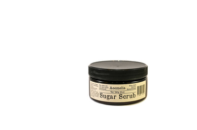 Aeemelia sugar scrub’s unique texture is packed with the nutrients of camellia seed oil and babassu oil to perfectly hydrate your skin. Black screw top lid on 16 oz or 8 oz amber plastic jar with white and black label.  Suitable for all skin types (including sensitive skin).
